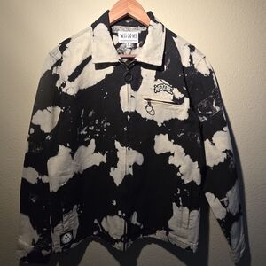 Welcome Brand Skateboards Inkblot Dyed Canvas Jacket - Black/White